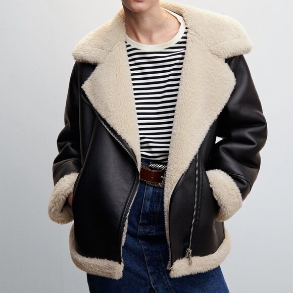 NWT Mango Faux Shearling-Lined Jacket - Picture 2 of 5